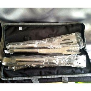 3-Piece Stainless Steel BBQ Grill Tool Set w/case Outdoor Camping Barbecue Tools